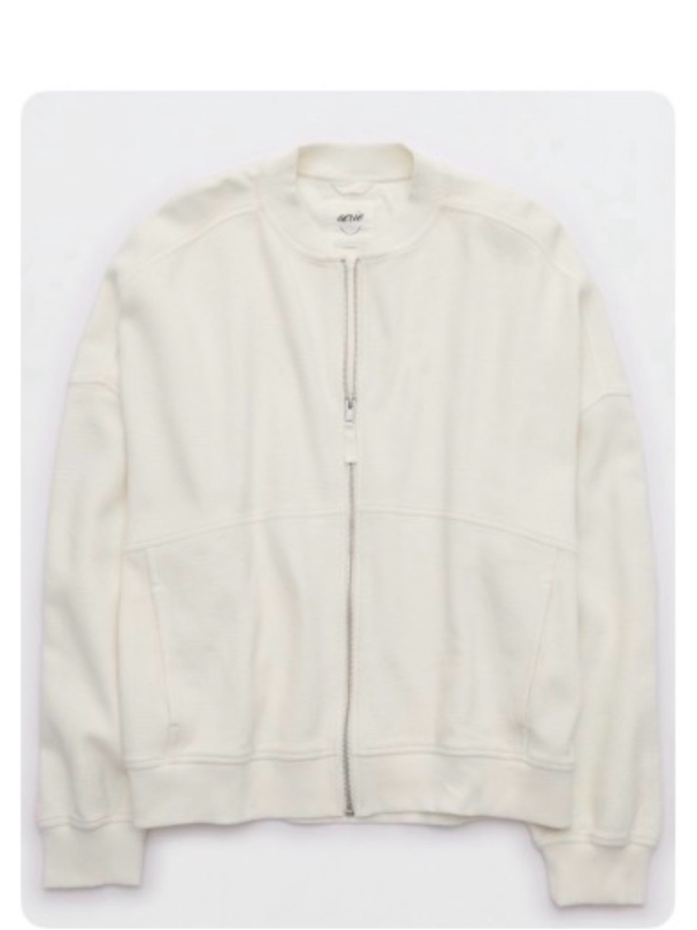 Aerie Cream Full-Zip Sweater. XS
